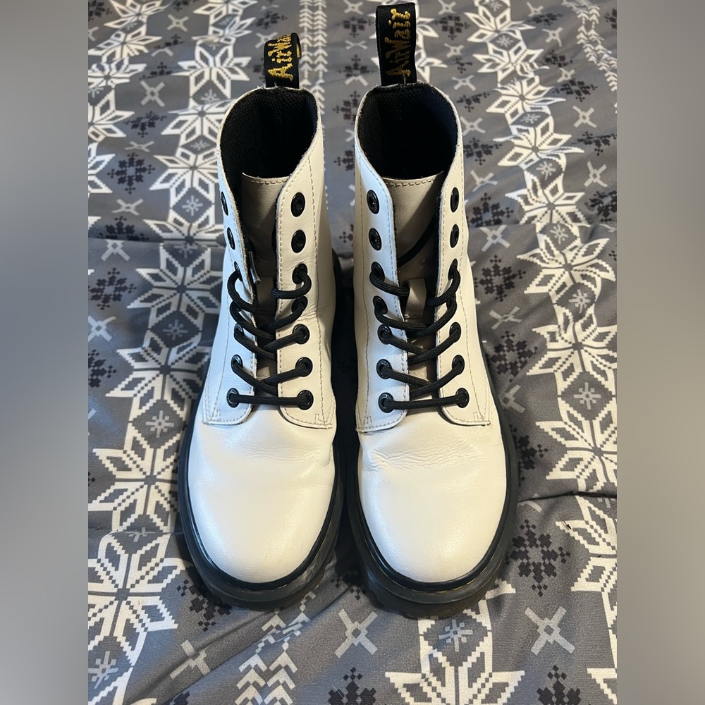 Dr. Martens White Boots with Black Accents